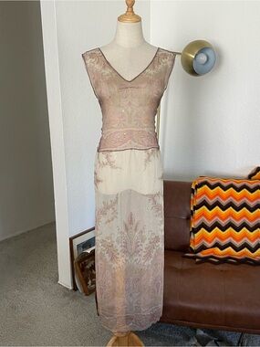 Rozae Nichols Fairy Boho Silk Paisley Sheer Dress